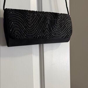 Elegant Black Beaded Evening Clutch